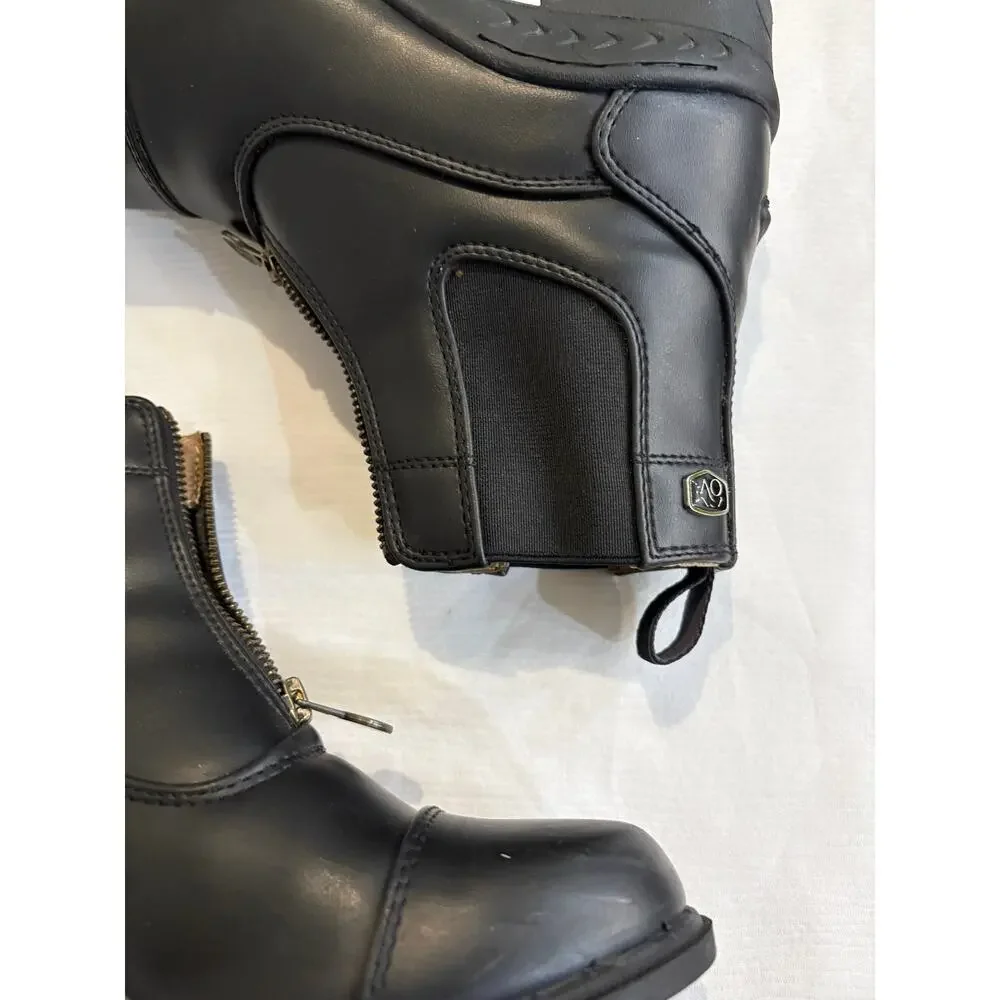 Ovation Child's 3 Quantum Zip Paddock Riding Boots Polished Black Faux Leather